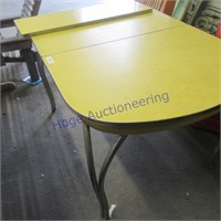 Yellow  chrome table w/ leaf