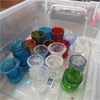 Clear tote w/ lid-assorted glass toothpick holders