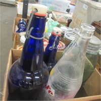 Assorted bottles, 2qt blue canning jar