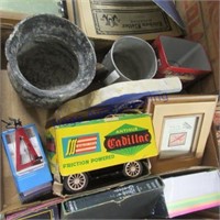 Cadillac tin wind-up toy, assorted tins