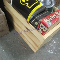 Wood crate with tins