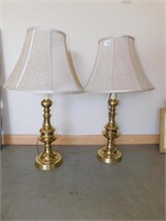 PAIR OF BRASS LAMPS