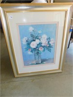 PRINT DOUBLE MAT FLOWERS IN VASE 34"H X27" W