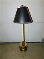 HEAVY BASE BRASS LAMP W/ BLACK SHADE
