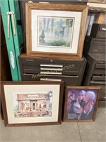 Three Framed Prints, wood frames