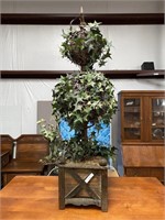 Faux Topiary Speared Ivy in wooden pot
