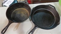 2 LODGE CAST IRON SKILLETS FACTORY 2NDS