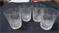 4 CRYSTAL ETCHED TUMBLERS
