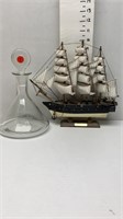 2PC. SHIPS DECANTER & USS CONSTITUTION MODEL 1797