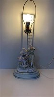 ANTIQUE CAST ALUMINUM FRENCH  FIGURES LAMP