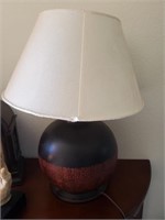 Two Tone Brown Base Lamp W/ Shade