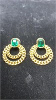 BULLOCKS SWAROVSKI GREEN CRYSTAL EARRINGS