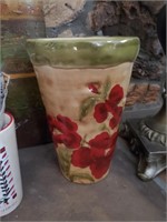 Green/ Red Flower Ceramic Vase