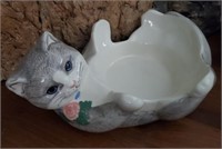 Ceramic Gray Cat Bowl/ Pot
