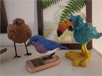 3pc Bird Decor, Blue, Brown