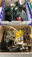 2BOXES FULL OF EXTENSION CORDS & OUTDOOR LIGHTING
