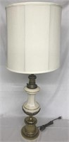 Mid century modern brass and porcelain lamp