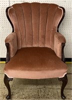 Mauve Fanback Velvet Armchair