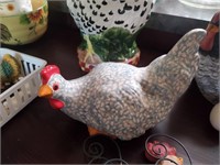 Gray/ White Speckled Rooster Decor