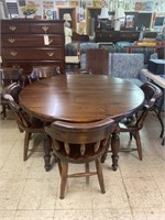 48” Round Pine Dining Table with 6 Matching