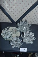 CRYSTAL CANDLE HOLDERS AND MIRRORS