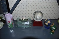 TWO METAL WORLD GLOBES PAID. 90.00 EACH, GLASS