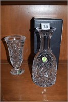 WATERFORD 8" VASE OB AND 10" DECANTOUR OB