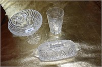 PIOGAIKA ETCHED GLASS, PRESS GLASS BUTTER,