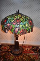 REPRODUCTION LEADED GLASS TIFFANY STYLE LAMP 27"