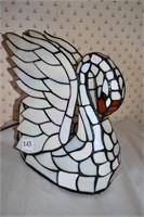 STAINED GLASS SWAN LAMP, NEEDS ROCKER SWITCH