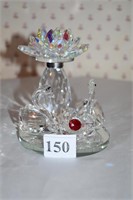 CRYSTAL WITH SPINNING TOP ON MIRRORED BASE