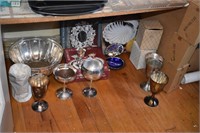 SILVER PLATE, PUNCH BOWL, SERVING DISHES, CLAM