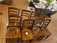 Bid X 8 Nice Solid  Dinning Chairs