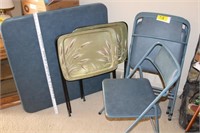 Blue Card Table & 4 Chairs with TV  trays