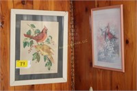 6 Cardinal Pictures, Painted Saw Blade, Decor