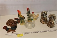 Chickens, Lion Bookends, nesting hen