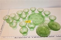 Green Depression Dessert Cups, plates & platter