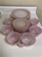 Pink Fire King Glass (Included Plates and Cups)