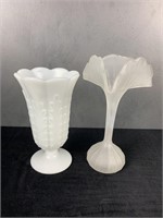Vintage Milk Glass & Frosted Glass Vase