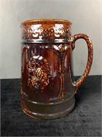 Antique Brown Glazed Pottery Pitcher 1890s