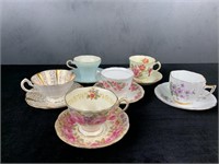 Collection of 6 Tea Cups & Saucers