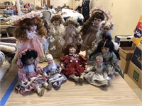 Large Assortment of Porcelain Dolls