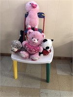 Child's Play Table and Stuffed Animals