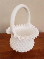Hobnail Milk Glass Basket