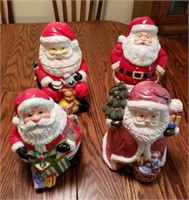 4 Santa Cookie Jars