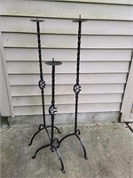 Trio of Twisted Iron Candleholders