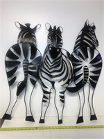 3ft wide Metal Zebra Wall Art