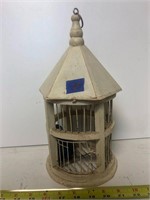 Beige Wood Ornamental Bird Cage w/ Bird, 11" x 8"
