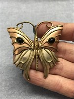 Vintage Metal Brass/Copper? Butterfly Brooch Pin