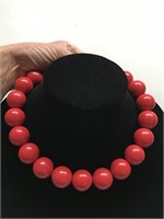 Large Bright Red Vintage Beads